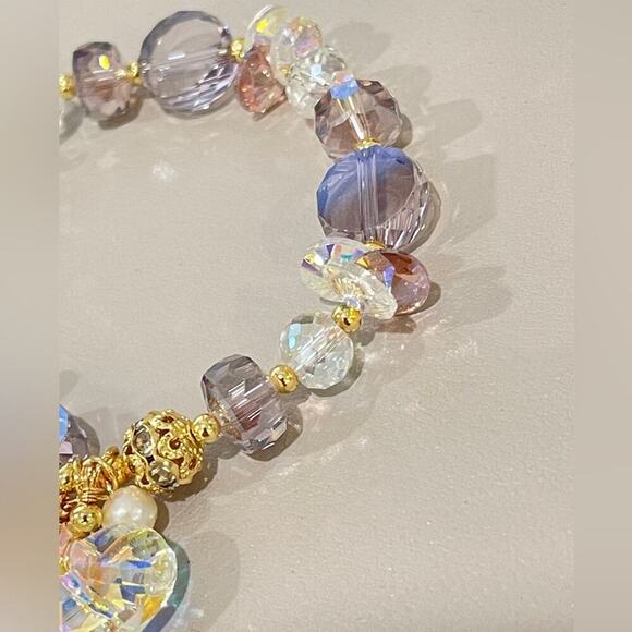Purple Heart Swarovski Beaded Bracelet - Picture 3 of 10
